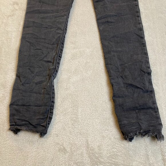 Madewell Womens Jeans Size 2 9" Mid-Rise Skinny Black Denim Distressed Hem - Picture 13 of 16